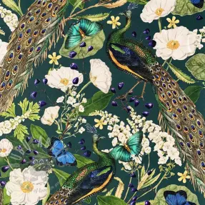 Sisustuskangas premium Peacock butterfly chique digital print