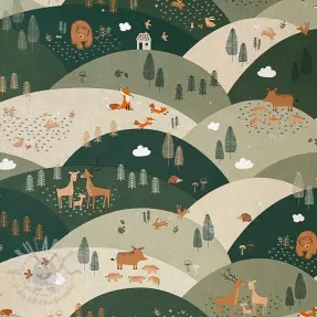 Sisustuskangas Linenlook Mountain forest animals
