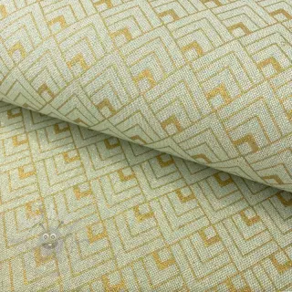 Sisustuskangas Linenlook Art deco cubes mint metallic premium
