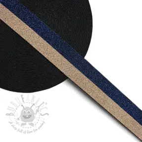 Sileä kuminauha 4 cm Lurex DOU marine champagne