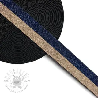 Sileä kuminauha 4 cm Lurex DOU marine champagne