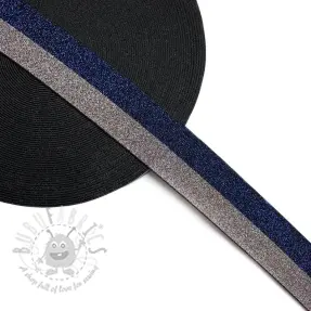 Sileä kuminauha 4 cm Lurex DOU marine grey