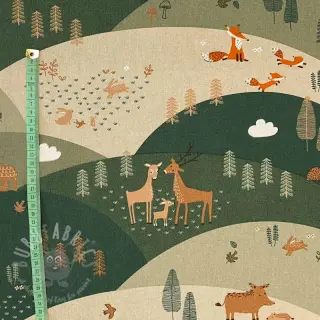 Sisustuskangas Linenlook Mountain forest animals