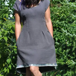 Kaksinkertainen harsokangas/musliini dark grey ORGANIC