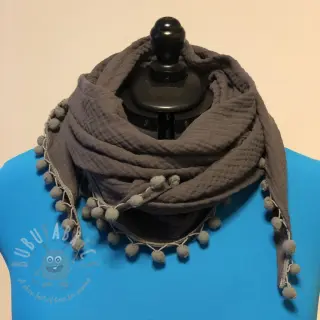 Kaksinkertainen harsokangas/musliini dark grey ORGANIC