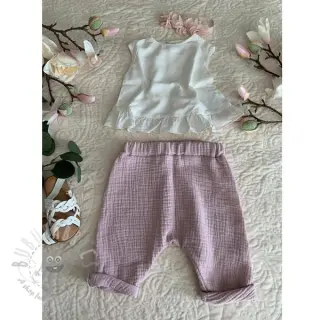 Kaksinkertainen harsokangas/musliini old rose ORGANIC