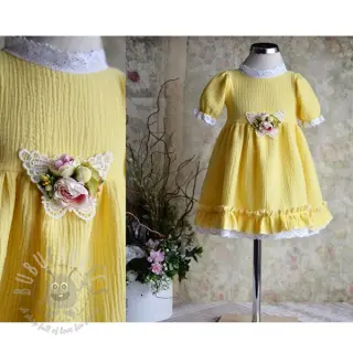 Kaksinkertainen harsokangas/musliini soft yellow ORGANIC