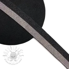 Sileä kuminauha 4 cm Lurex DOU black grey