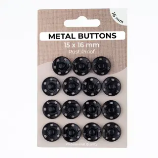 Stláčací gombík METAL 16 mm black