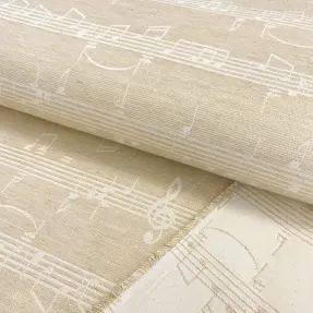 Dekoračná látka jacquard Music notes lyrics metallic