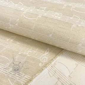 Sisustuskangas jacquard Music notes lyrics metallic