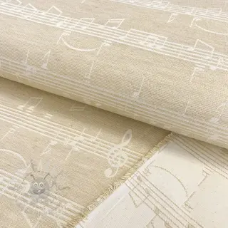 Sisustuskangas jacquard Music notes lyrics metallic