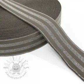 Sileä kuminauha 4 cm LUREX SILVER taupe