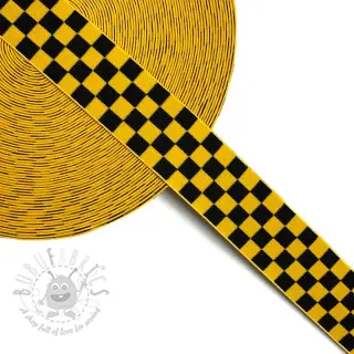 Sileä kuminauha 4 cm Chequered jacquard ochre