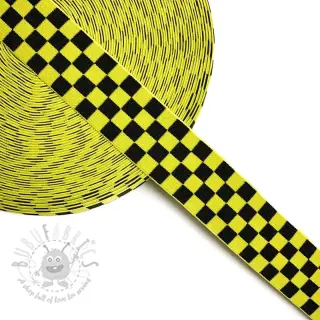 Sileä kuminauha 4 cm Chequered jacquard yellow