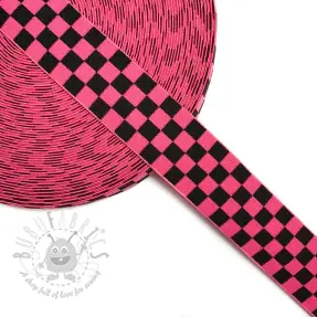Sileä kuminauha 4 cm Chequered jacquard fuchsia