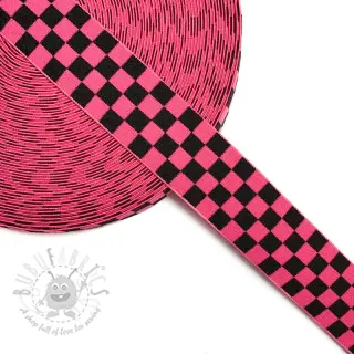 Sileä kuminauha 4 cm Chequered jacquard fuchsia