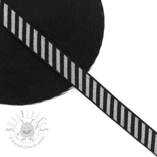 Sileä kuminauha 2,5 cm Diagonal silver