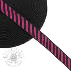 Sileä kuminauha 2,5 cm Diagonal fuchsia