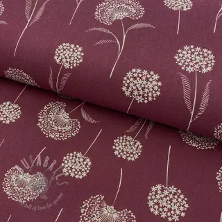 Sisustuskangas Linenlook Elegant dandelion bordeaux