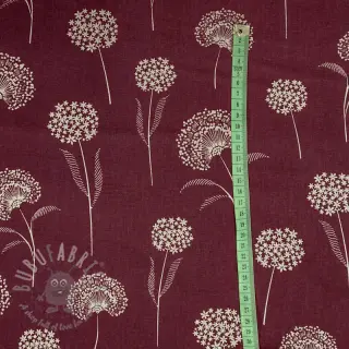 Sisustuskangas Linenlook Elegant dandelion bordeaux