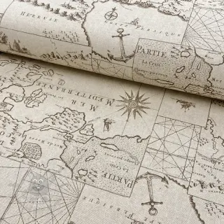 Sisustuskangas Linenlook Map mediterranean sea