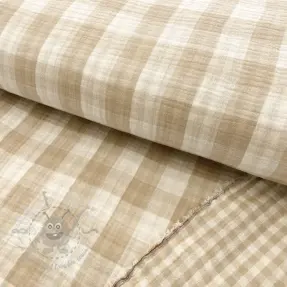 Kaksinkertainen harsokangas/musliini Double sided CHECKS MINI beige