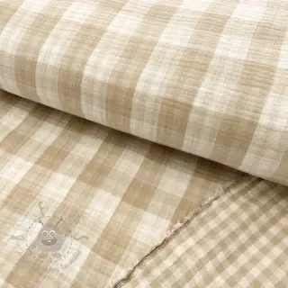 Kaksinkertainen harsokangas/musliini Double sided CHECKS MINI beige