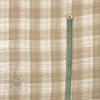 Kaksinkertainen harsokangas/musliini Double sided CHECKS MINI beige