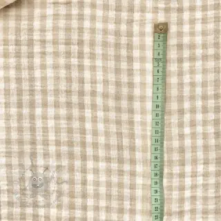 Kaksinkertainen harsokangas/musliini Double sided CHECKS MINI beige