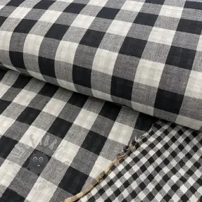 Kaksinkertainen harsokangas/musliini Double sided CHECKS MINI black