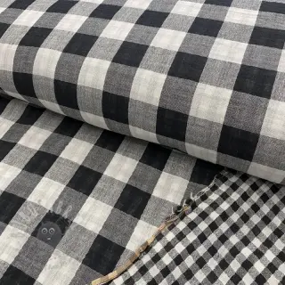 Kaksinkertainen harsokangas/musliini Double sided CHECKS MINI black