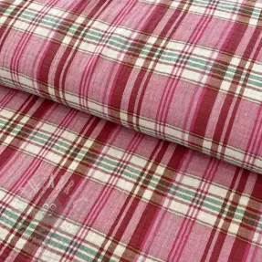 Kaksinkertainen harsokangas/musliini Double sided CHECKS pink