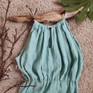 Kaksinkertainen harsokangas/musliini teal ORGANIC