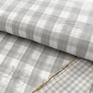 Kaksinkertainen harsokangas/musliini Double sided CHECKS MINI grey