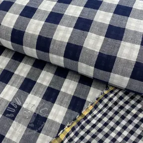 Kaksinkertainen harsokangas/musliini Double sided CHECKS MINI navy