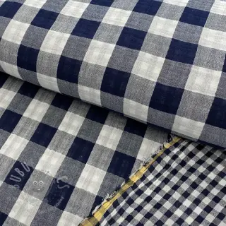 Kaksinkertainen harsokangas/musliini Double sided CHECKS MINI navy