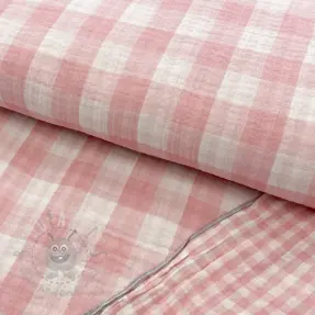 Kaksinkertainen harsokangas/musliini Double sided CHECKS MINI old rose