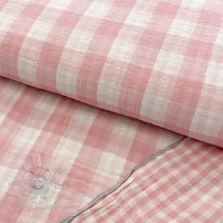 Kaksinkertainen harsokangas/musliini Double sided CHECKS MINI old rose