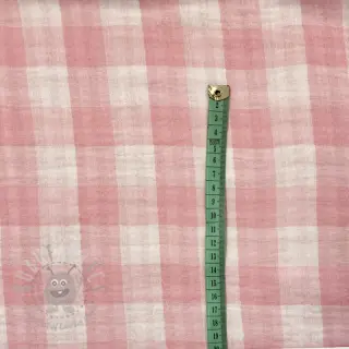 Kaksinkertainen harsokangas/musliini Double sided CHECKS MINI old rose