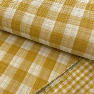 Dvojitá gázovina/mušelín Double sided CHECKS MINI ochre