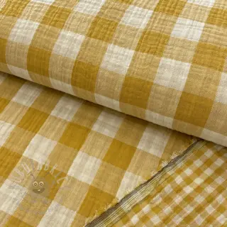 Kaksinkertainen harsokangas/musliini Double sided CHECKS MINI ochre