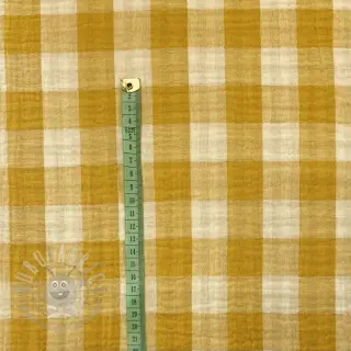 Kaksinkertainen harsokangas/musliini Double sided CHECKS MINI ochre