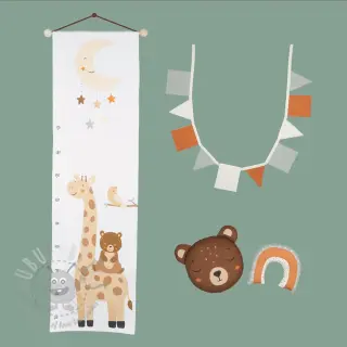 Sisustuskangas Kids room deco PANEL linenlook digital print