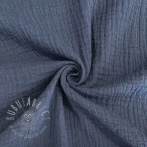 Kaksinkertainen harsokangas/musliini jeans blue ORGANIC