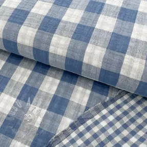 Kaksinkertainen harsokangas/musliini Double sided CHECKS MINI indigo