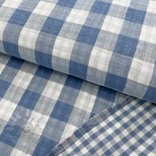Kaksinkertainen harsokangas/musliini Double sided CHECKS MINI indigo