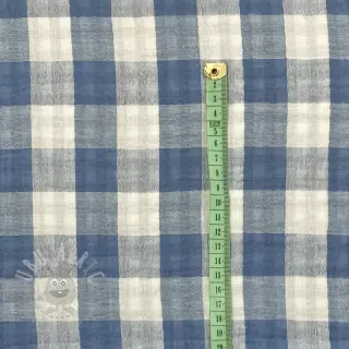 Kaksinkertainen harsokangas/musliini Double sided CHECKS MINI indigo