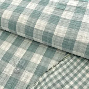 Kaksinkertainen harsokangas/musliini Double sided CHECKS MINI green