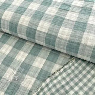 Kaksinkertainen harsokangas/musliini Double sided CHECKS MINI green